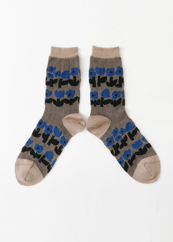 Floral Woven Pattern Mid-Calf Socks